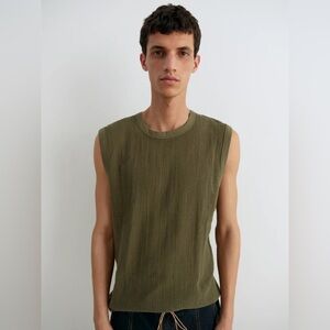 Gimaguas "Diablo" Waffle Knit Khaki Tank Top Sleeveless Shirt S